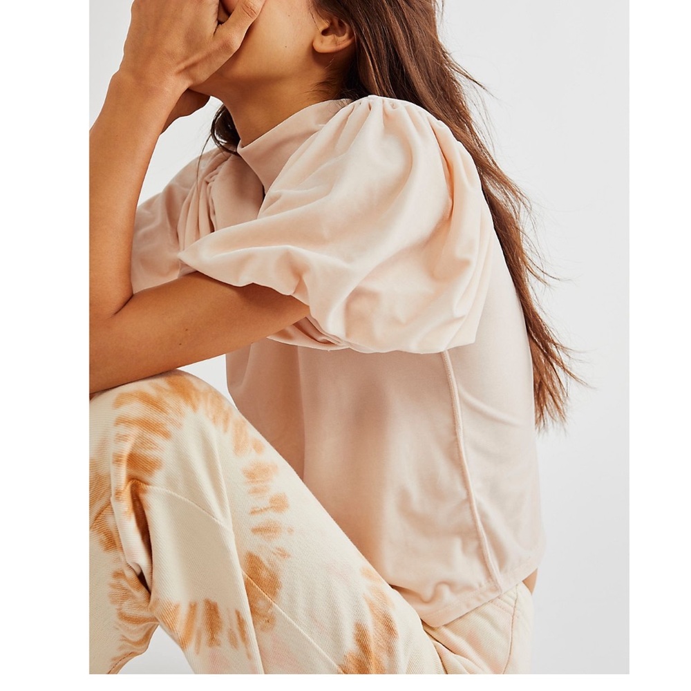 Free People Claudia Velvet Tee in Champagne Toast